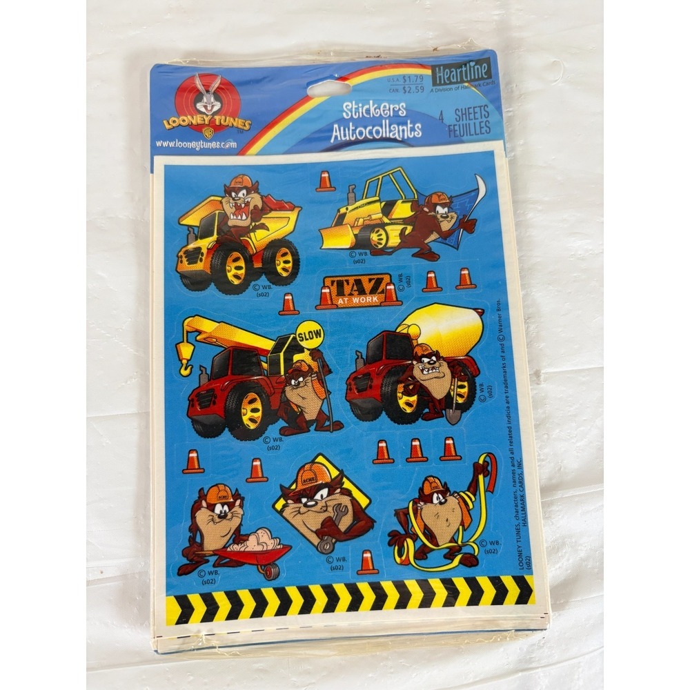 Vintage‎ New Hallmark Looney Tunes Taz Tazmanian Devil Stickers 4 Sheets